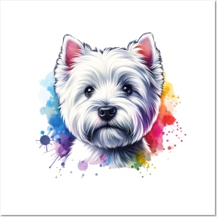 Bright Watercolor West Highland White Terrier Westie Posters and Art